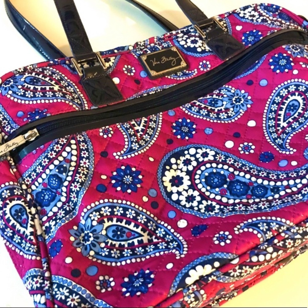 Large Purple & Pink Vera Bradley Laptop Travel Bag - Picture 6 of 7